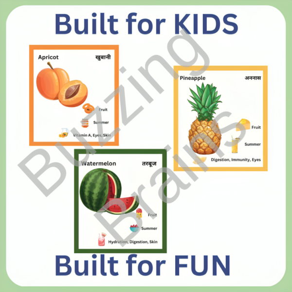 Fruits Flashcard- 30 cards - know seasons and benefits of fruits. - Image 3