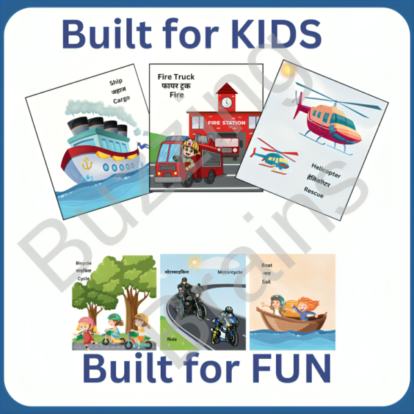 Vehicles Flashcard, for 2-5 years. For learning, knowledge and awareness of kids. Also, fun facts on the back of cards. - Image 2
