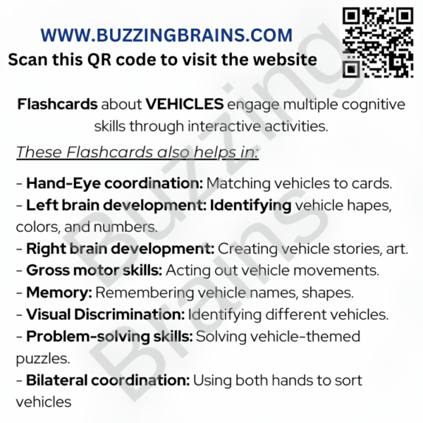 Vehicles Flashcard, for 2-5 years. For learning, knowledge and awareness of kids. Also, fun facts on the back of cards. - Image 4