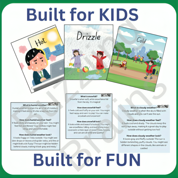 Weather Flashcard, for 2-5 years. Educational cards. - Image 3